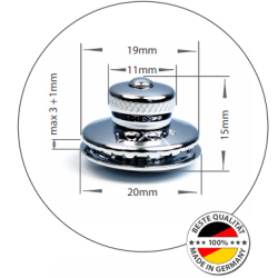 Zapinka górna / mała główka do materiału do 3-4 mm, mosiądz niklowany